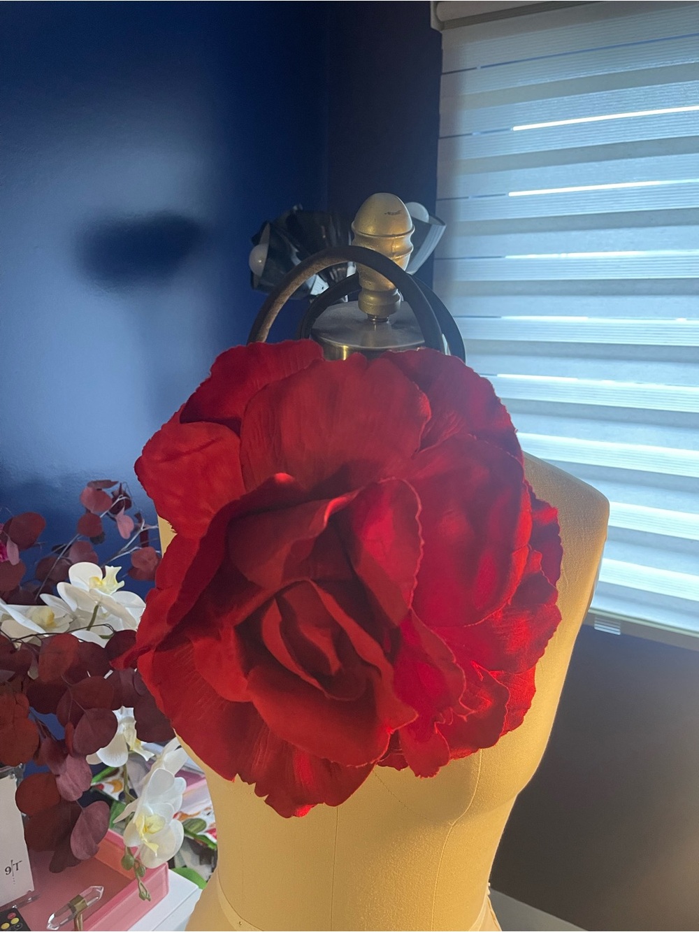 Oversized Red Rose handbag 
Floral Statement Accessory